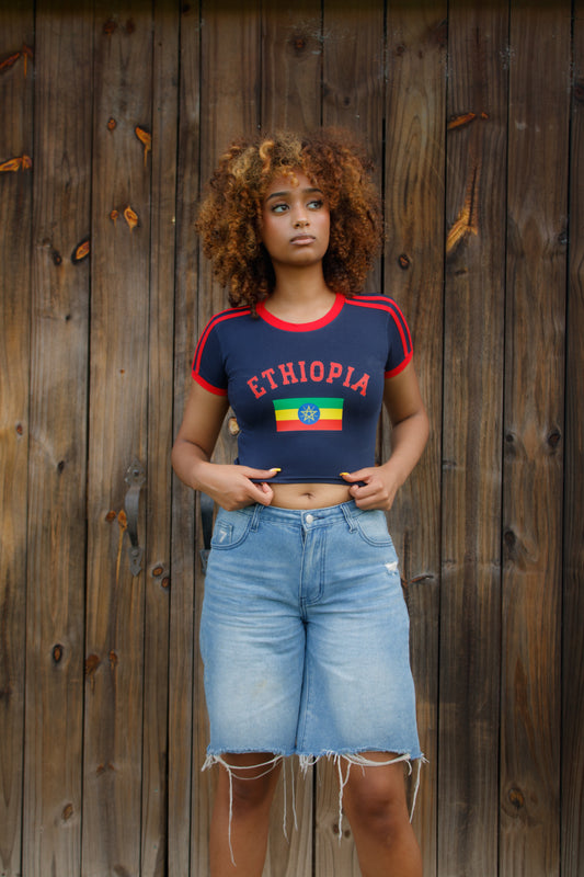 Baby tee crop top - Navy blue