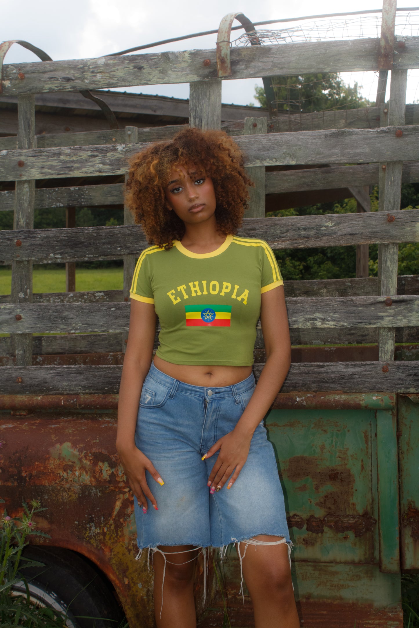 Baby tee crop top - Olive green