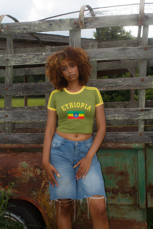 Baby tee crop top - Olive green